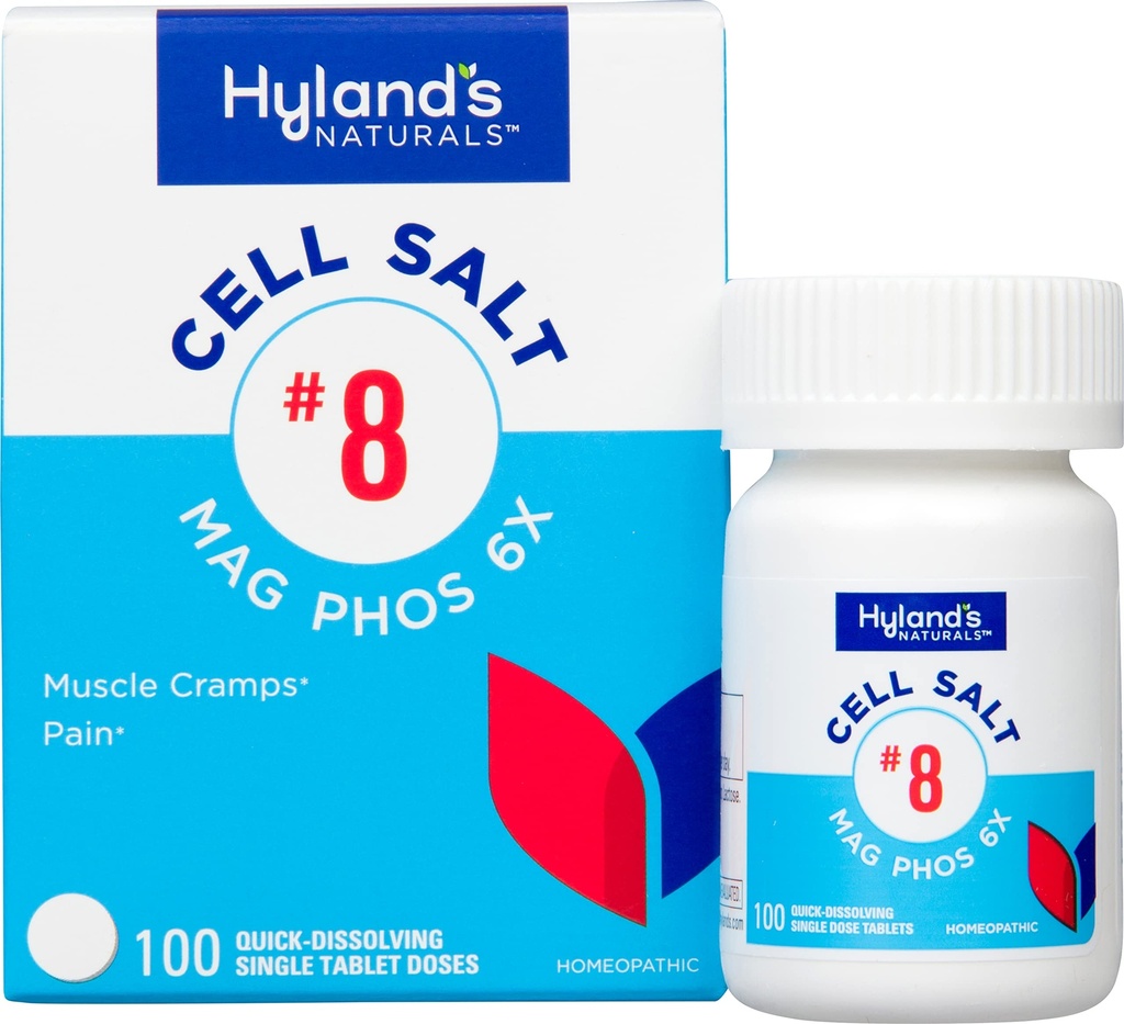 Hyland의 아니오 8 세포 소금 마그네슘 6X의 PMS 기복, 생리통과 근육 주름 증상의 자연적인 Homeopathic 기복, 근육 Relaxer, 빠른 용해 정제, 100 조사