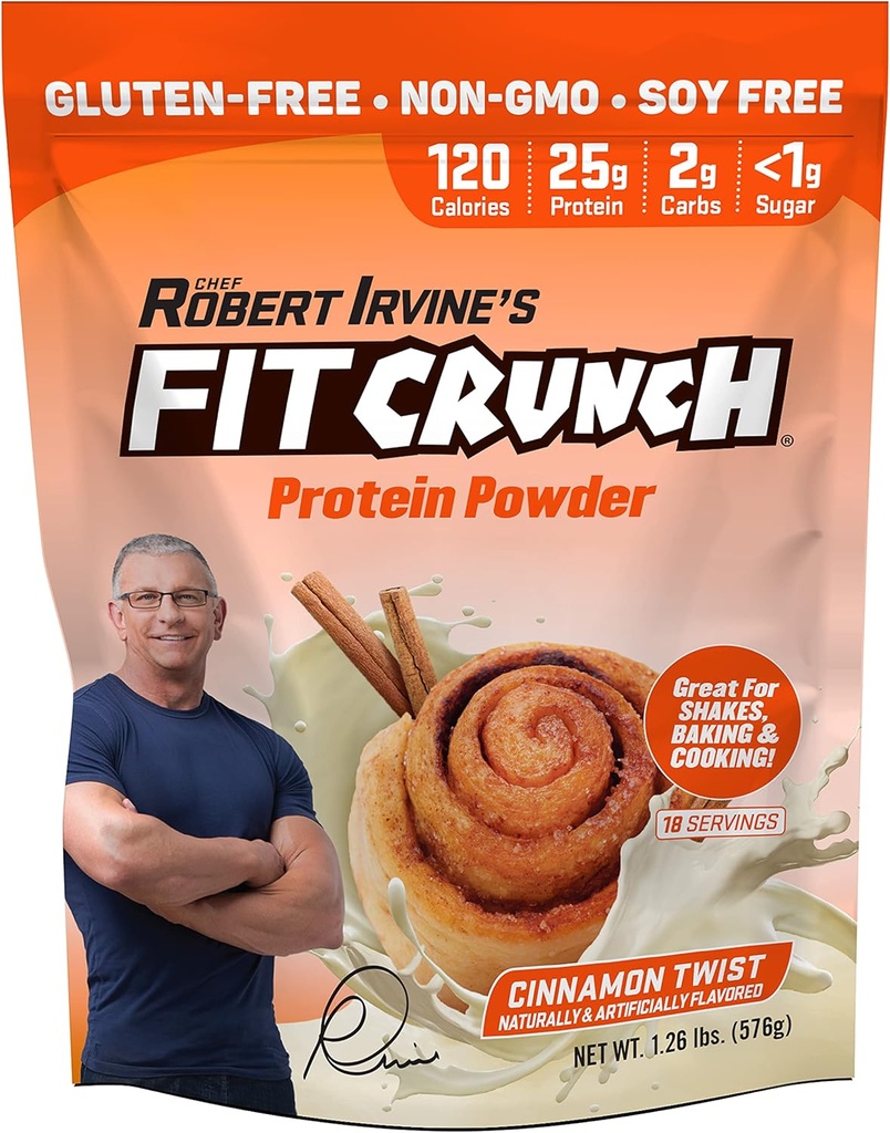 적합 위기 Tri-Blend Whey Protein, Keto Friendly, 낮은 칼로리, 높은 단백질, Gluten 무료, Soy 무료 (18 인분, Cinnamon Twist)