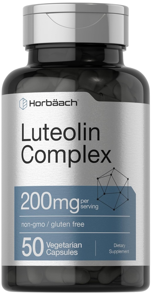 Horbäach Luteolin Complex 보충 | 루틴 | 50 캡슐 | 채식주의, 비 GMO 및 글루텐 무료 플라보노이드 공식