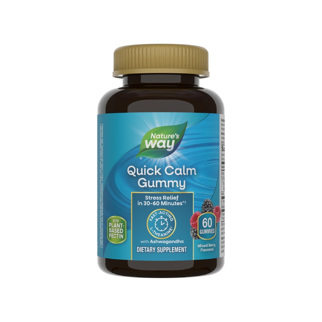 자연의 방법 빠른 Calm Gummies, L-Theanine Relaxation*, 빠른 행동, L-Theanine에서 긴장 구호 30-60 분*, Ashwagandha, 채식주의자, 혼합 베리 맛, 60 구미