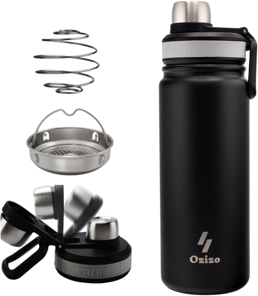 Ozizo 22 oz 스테인리스 단백질 셰이커 병 여과기와 섞는 공