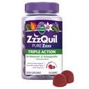 ZzzQuil PURE Zzzs Triple Action, Melatonin Gummies, Melatonin 6mg, 3X Melatonin, Ashwagandha, Calm Mood, Antioxidant Action, 성인 수면 보조, 60 Sleep Gummies