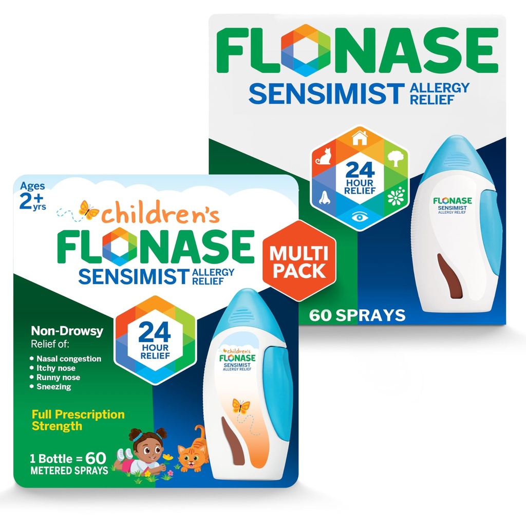 Flonase Sensimist Allergy Relief Nasal Spray for Adults and Kids - 120 스프레이 총 (2 병 60 스프레이 각각)