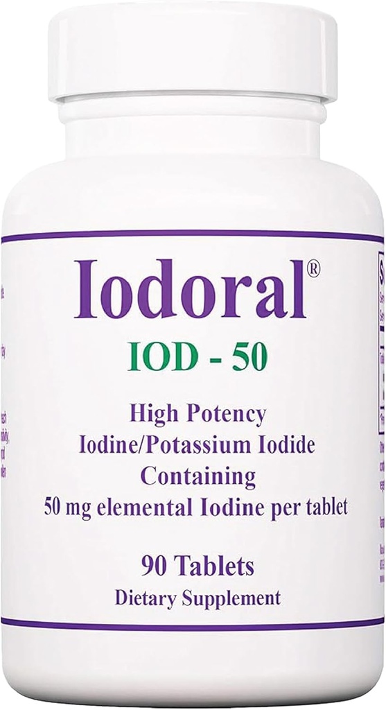 Optimox Iodoral 50 mg 보충교재 - 칼륨 Iodide 정제, 높은 힘 Iodine 보충교재, 갑상선 지원, 비타민 & 무기물 - 90 조사