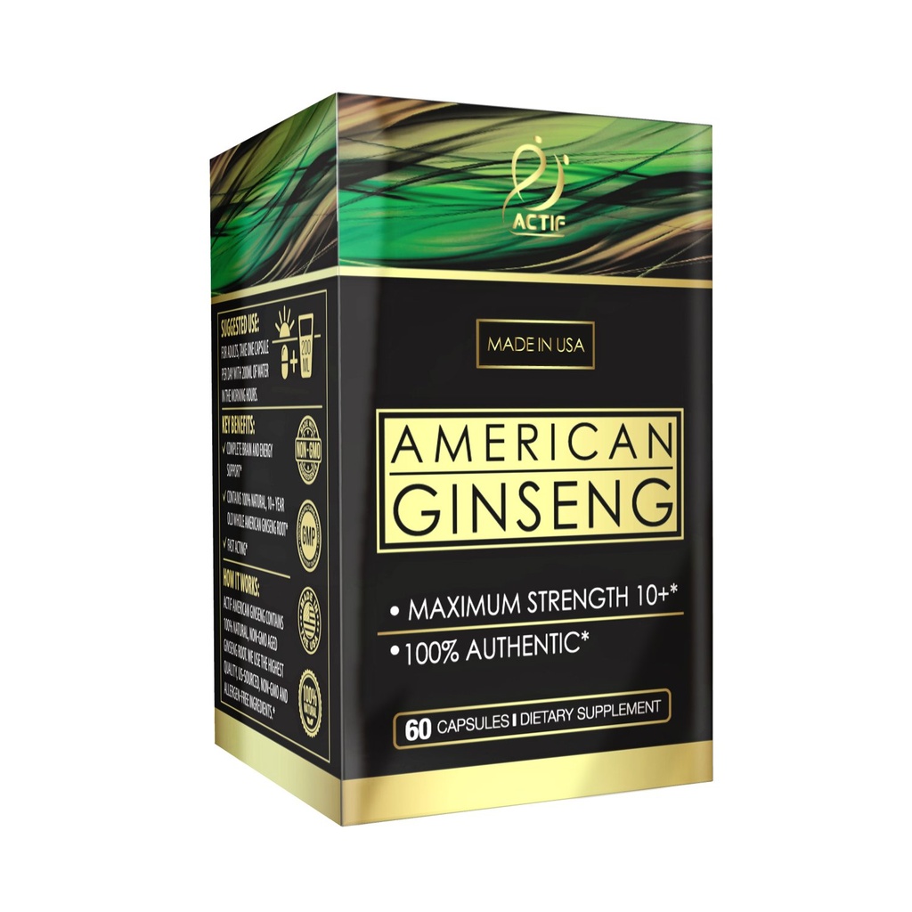 Actif American Ginseng - 100 % 정품 10 년 오래 된 인삼, 비 GMO, 500mg - 미국에서 만든