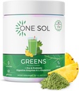 One Sol Greens, Super Greens Powder to Reduce Bloating & Improve Gut Health, Superfood Fresh Bloom Organic Greens Blend Juice & Smoothie Mix, Digestive Enzymes, Vegan & Soy Free와 사전 & Probiotic