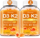 성인을 위한 비타민 D3 K2 5000IU/10000 IU Gummies - 600mg 칼슘, K2 (MK-7) 200mcg, 마그네슘, 아연, Omega-3를 가진 K2 D3 비타민 보충교재 - 칼슘 흡수와 면역력을 지원합니다