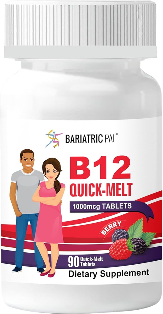 BariatricPal 1,000mcg B12 설탕 자유로운 빠른 용해 (90 조사) - 베리