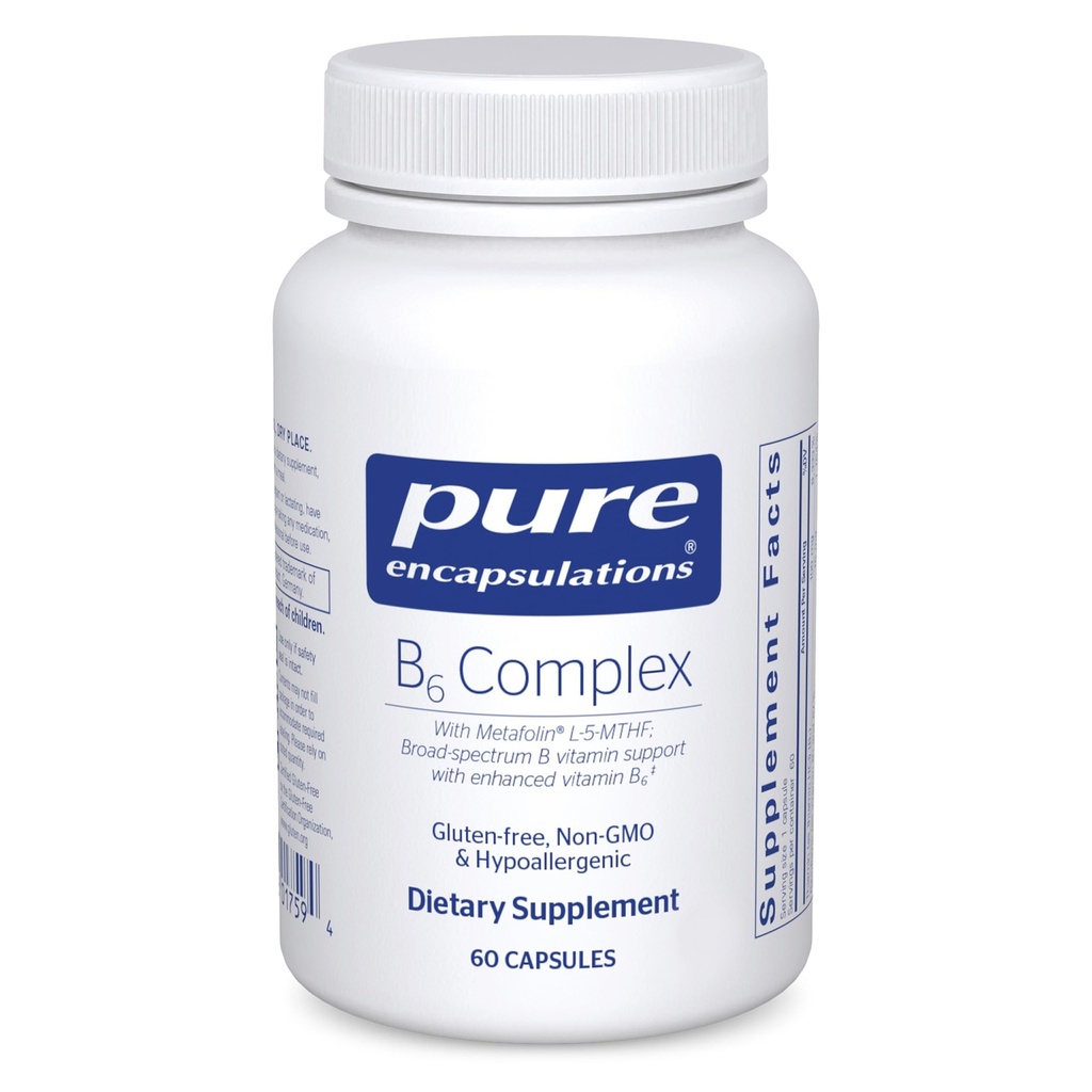 Pure Encapsulations B6 Complex - Nervous System & Brain Health* 지원 - B 비타민 포함 - Enriched 비타민 B6 - Non-GMO 및 글루텐 무료 - 60 캡슐