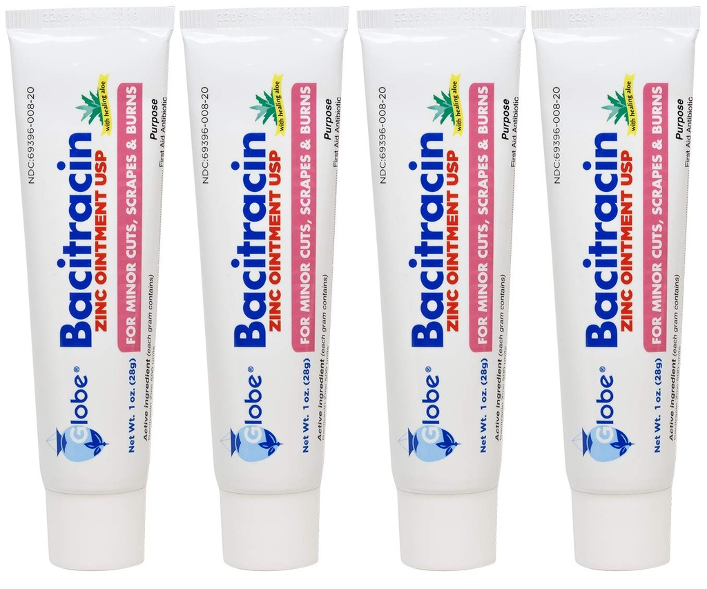 (4 팩) 지구 Bacitracin 아연 연고 + 알로에 1oz, 항생 연고, 필수 항생제 첫번째 원조 공급, 치유 활동, 최대 항생제 힘은, 커트, 스크랩, 화상에서 감염을 방지합니다