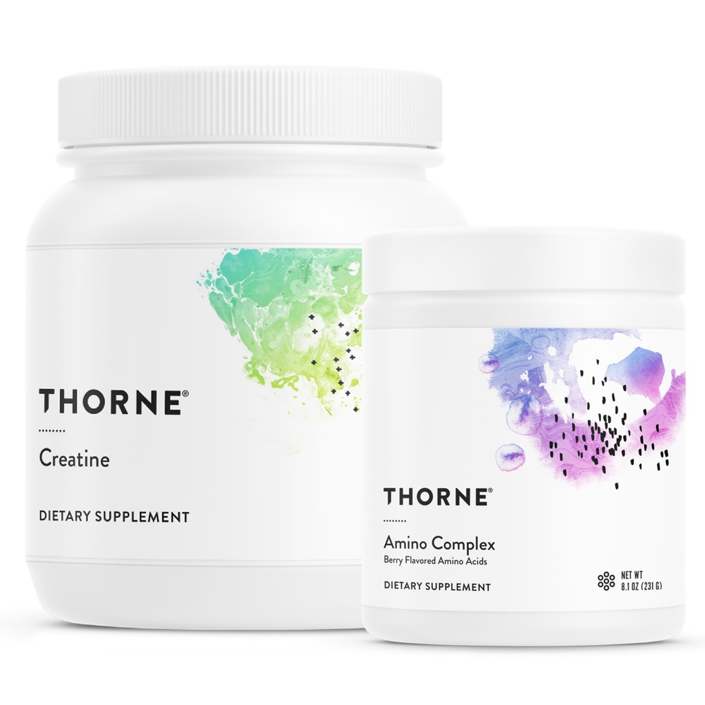 THORNE - 성능 파워 듀오 - Amino Complex + Creatine Combo for Energy, Lean Muscle, Endurance - 스포츠 인증 NSF - 30 ~ 90 서빙