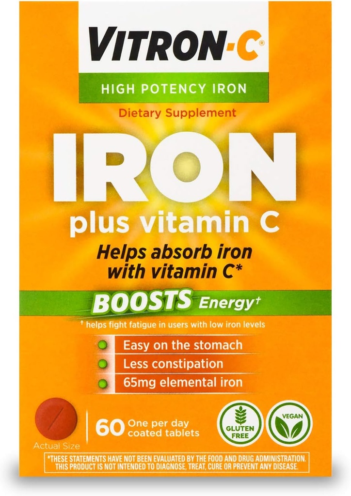 Vitron-C 125 mg 비타민 C, 60 조사를 가진 높은 힘 철 보충교재