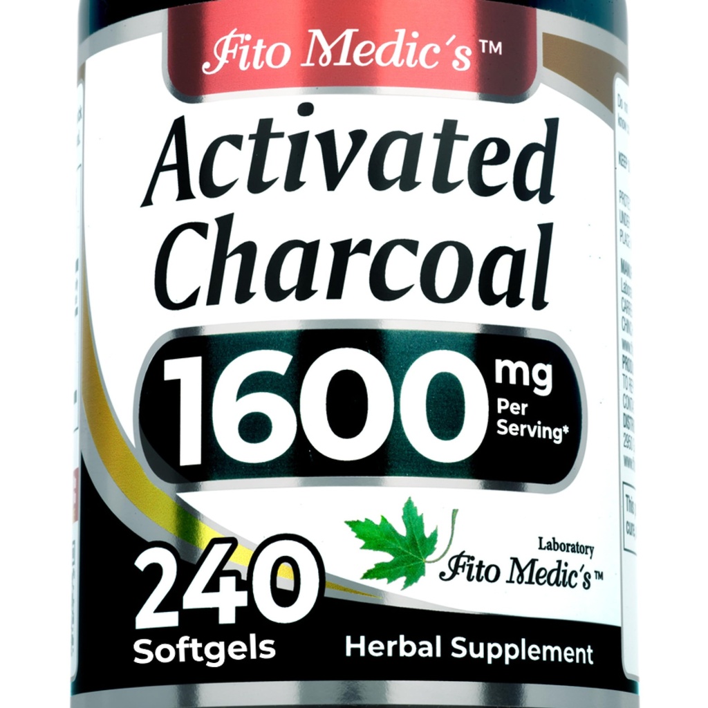 FITO MEDIC'S Lab | 활성화된 숯 약국| 서빙 당 1600mg | 240 Cap | 활성화 숯 | 숯 캡슐|숯 약국| 매우 높은 흡수, s.