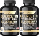 Bromelain 아연 비타민 C 비타민 D Elderberry - 120 Veggie 캡슐, Non-GMO, Gluten-Free | 면역 지원 보충교재 | 미국에서 만든 | 4 개월 공급