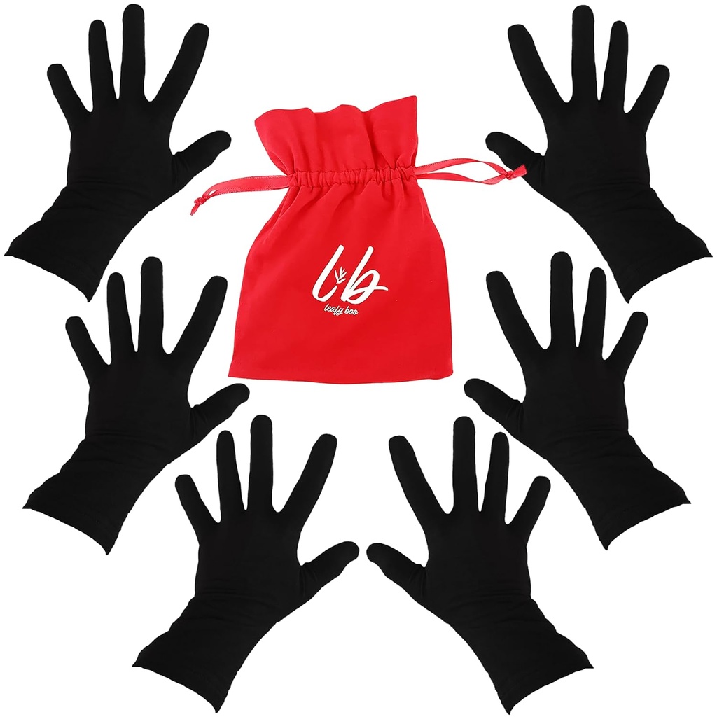 Eczema, Black, Small, Women, Dry Hands, Overnight Moisturizing Gloves를 위한 대나무 장갑, 3 쌍