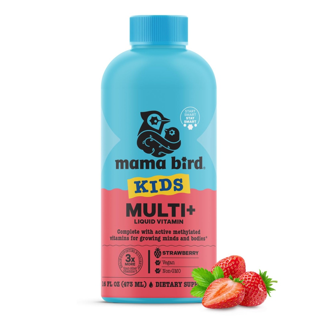 Best Nest Wellness Kids Liquid Multivitamin: 메틸을 섞은 비타민, 전체적인 음식, Vegan, B12, 글루텐 자유로운, Immune 지원을 가진 아이를 위한 비 GMO Methylfolate 매일 액체 비타민 - 딸기 풍미, 16oz