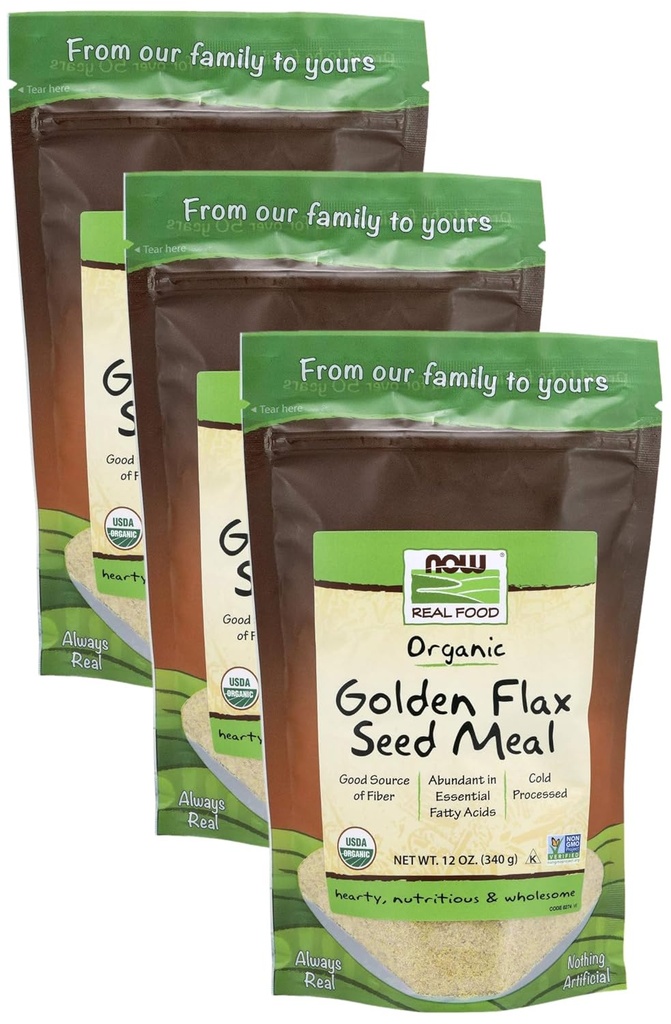 지금 음식, 유기 황금 Flax씨 식사, 필수 지방산 및 섬유의 근원, 증명된 비 GMO, 12 Ounce (포장 5월 Vary) (포장 3)