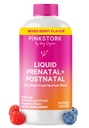여성을위한 핑크 Stork 액체 Prenatal 비타민 - 베리 맛 - 유기농 식품 혼합 - 불임, 임신, Postpartum Essentials - 아침 Sickness Support - Breastfeeding & Lactation - 32 서빙