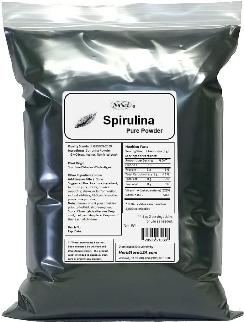 Spirulina 분말 500g (1.1lb) 대량 순수한 신선한