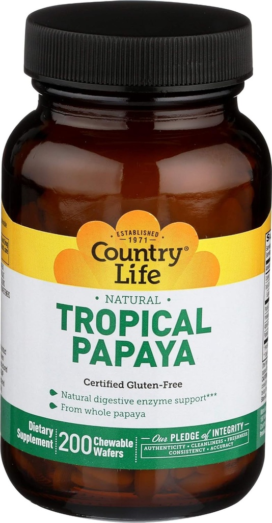 국가 생활 Papaya 25 MG Chewable, 200 CT