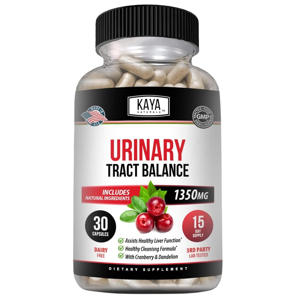 Kaya Naturals - D-Mannose - Urinary Tract UT Cleanse & Bladder Health - Cranberry, Hibiscus & Dandelion Root로 만든 - D Mannose 캡슐 Cranberry 보충 - 30 Veggie 캡슐