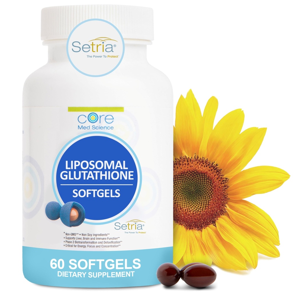 핵심 Med 과학 Liposomal 글루타티온 보충교재 (500mg, 60 Softgels) - Phospholipid Complex를 가진 순수한 감소된 Setria - 에너지와 피부를 위한 산화 방지제 보충교재