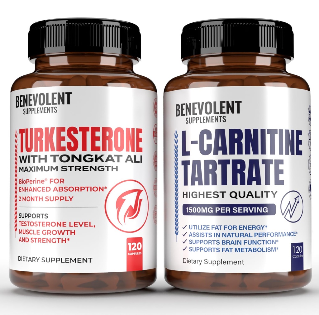 Turkesterone 8,000mg [고순도] + 프리미엄 L-Carnitine Tartrate 보충교재 - Tongkat Ali를 가진 높은 흡수 보충교재 - 증가 stamina, Lean 근육 성장, 지원 Metabolism & 자연적인 Ener