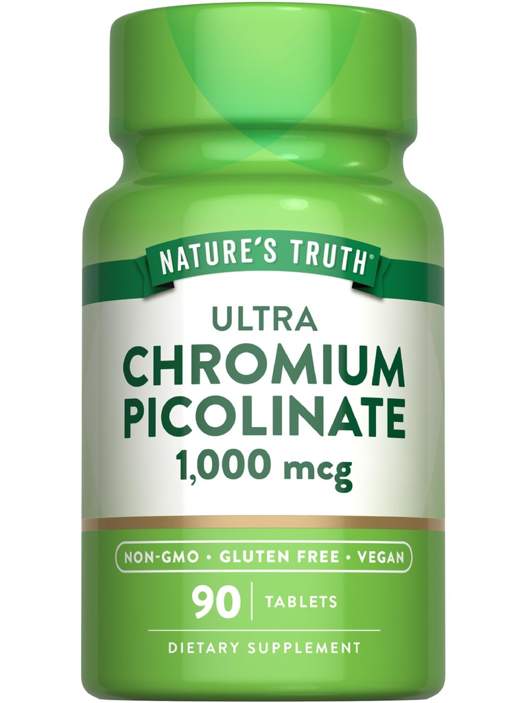 자연의 진실 울트라 크롬 Picolinate 1000mcg | 90 정제 | Vegan, Non-GMO & 글루텐 무료 보충