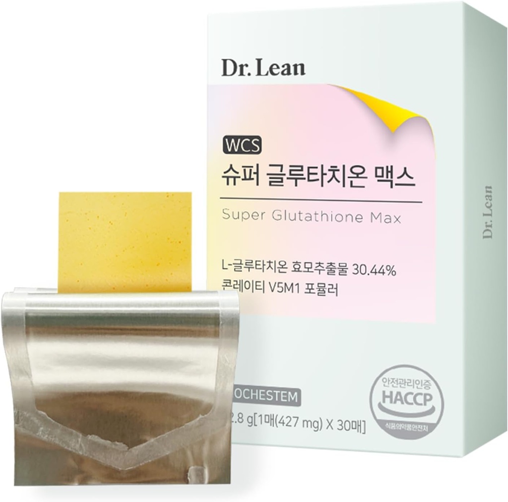 Dr. Lean Super Glutathione Max - 우유 이틀, 콜라겐 및 히알루론산 427mg 고순도 스트립 | 빠른 멜트 ODF, 산화 방지제, 스킨 & 라이브 지원, 한국 (30 스트립)