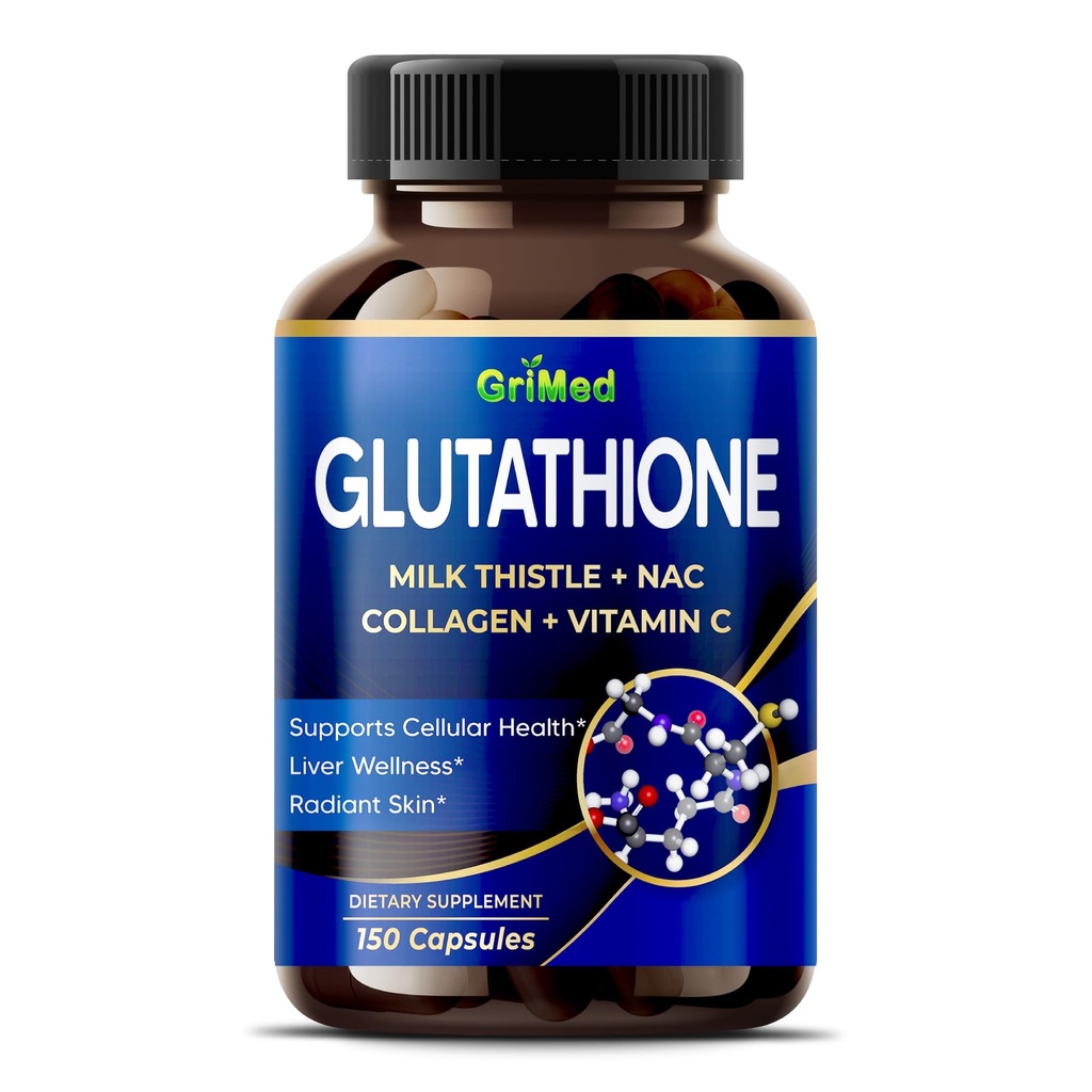 GriMed Glutathione 11,200mg - 우유 이틀, NAC, 교원질, 비타민 C를 가진 X10 힘 - 세포질 웰니스, 레이디언트 피부 - 미국은 & 시험했습니다 (1의 포장)