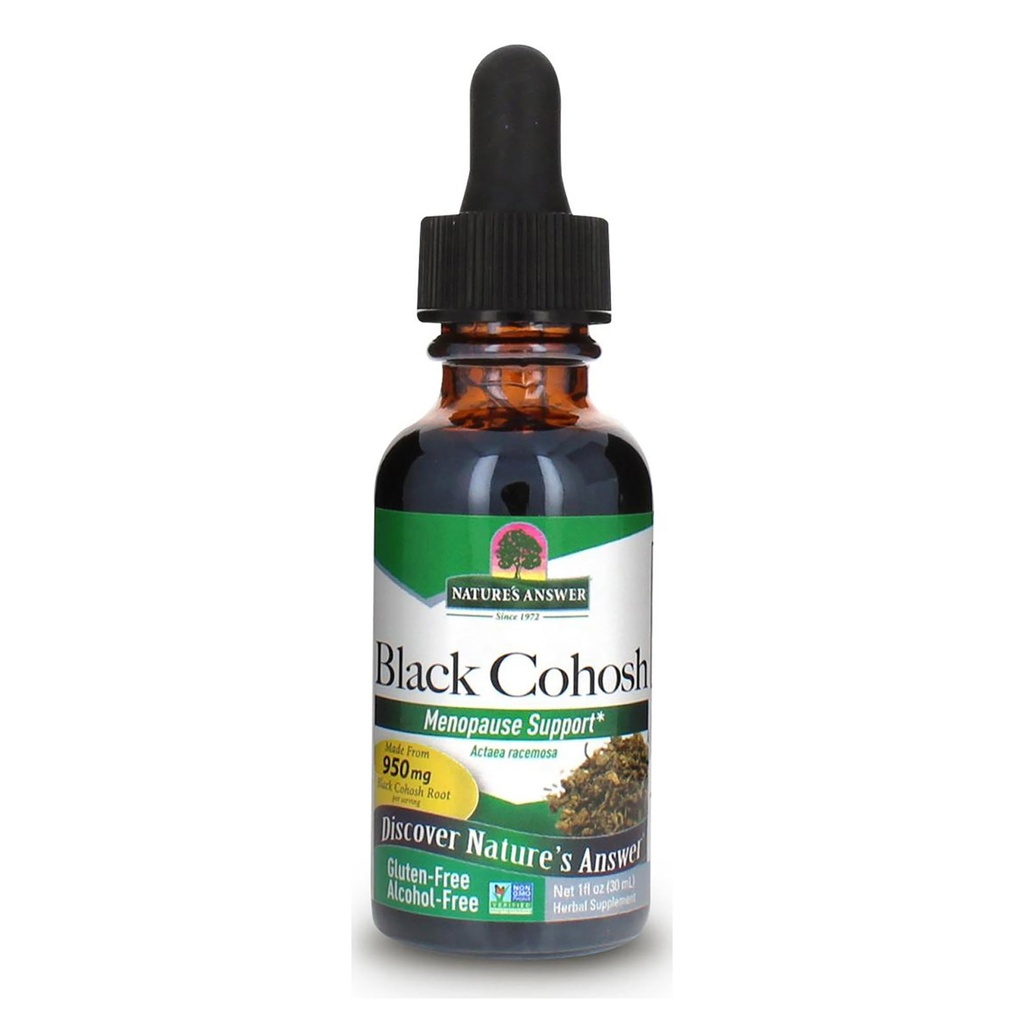 Nature 's Answer Organic Alcohol Free Black Cohosh Extract 1 Ounce for Menopause Support - Kosher, Gluten-Free Menopause 핫 플래시 - 여성용 보충제, 미국
