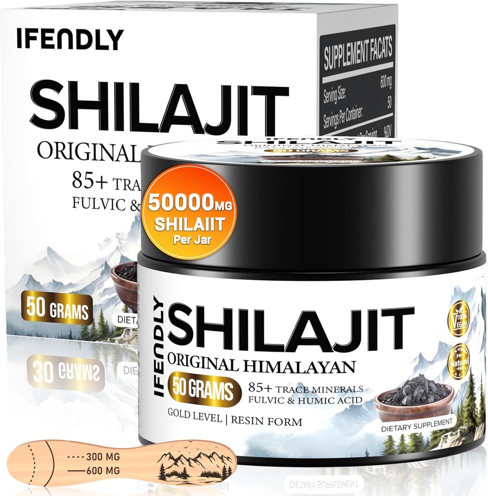 Shilajit 수지, 남자 & 여자를 위한 Shilajit, Shilajit 유기 - 85+ Trace 무기물, Fulvic & Humic 산, Stamina, Immunity & 힘, 83 서빙 (50g)를 가진 600mg 힘 금 급료