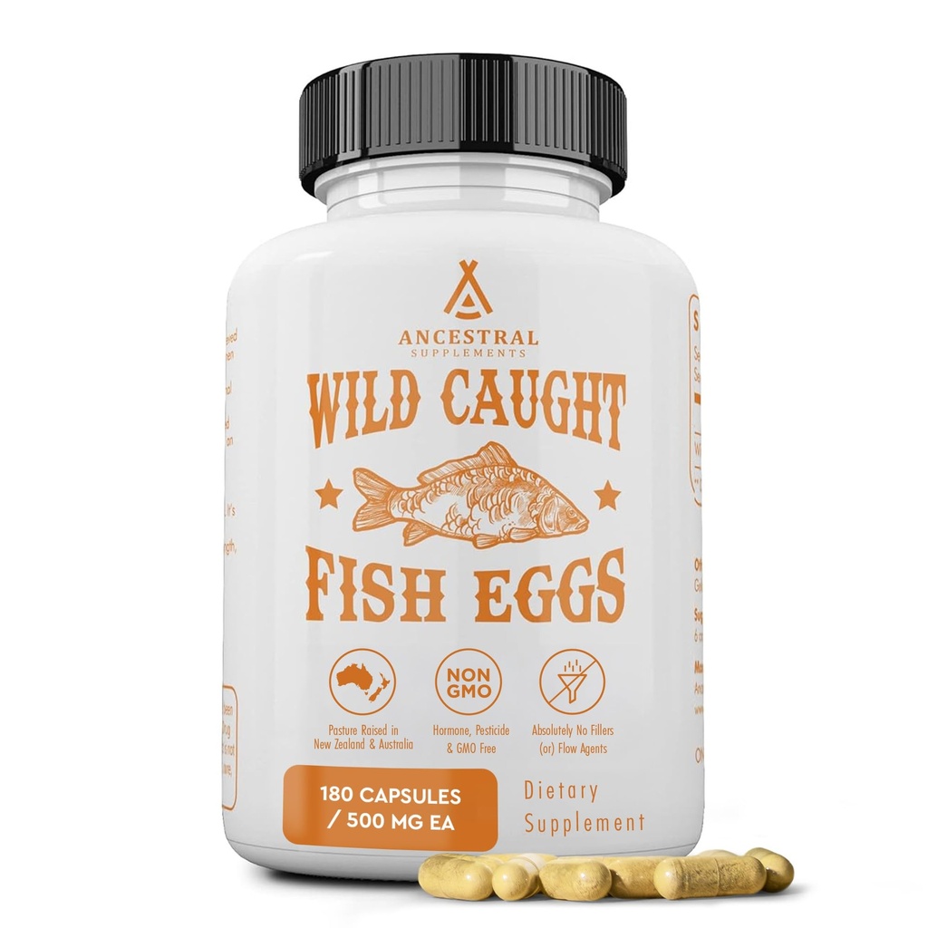 Ancestral는 야생 잡힌 물고기 계란, 2400mg, Omega-3 보충교재 지원 뇌, 심장, 불연성 및 불연성 건강, 비타민 D, K2 및 A, 비 GMO, 180의 캡슐의 전체적인 음식 근원을 보충합니다