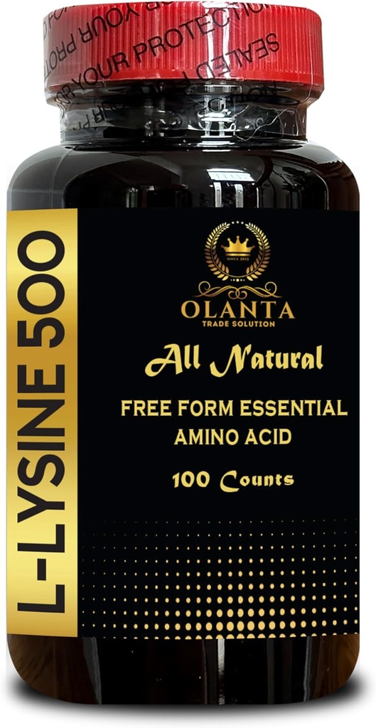 L-LYSINE 500 - 무료 양식 아미노산, L Lysine Complex, 면역 지원, 입술 & 피부 건강 보충교재, 지원 호르몬 규칙, L-Lysine 보충교재 - 1개의 병 100 조사