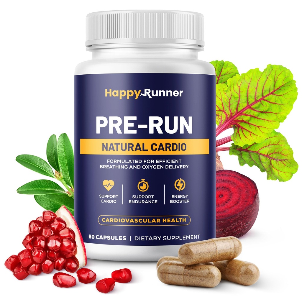 해피 러너 : Pre-Run - 호흡, 개선 된 산소 전달, 호흡 효율, 부스트 내구시간, Nitric 산화물 부스터, 향상된 혈액 흐름, 실행 보조 식품, 심장 혈관 건강