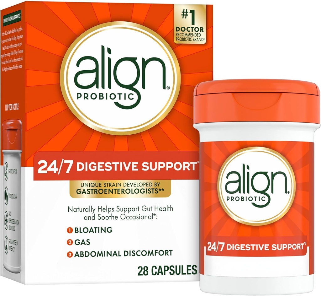 Align Probiotics, 매일 소화 건강을위한 Probiotic 보충, 28 캡슐, #1 Gastroenterologists에 의해 추천 된 Probiotic (포장 할 수있다 Vary)