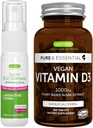 Vegan 비타민 D3 + Super B12-Complex 5000mcg Vegan 번들, 365 1000iu 비타민 D3 정제 + 고강도 B12 체리 맛 서브 언어 스프레이, Igennus에 의해