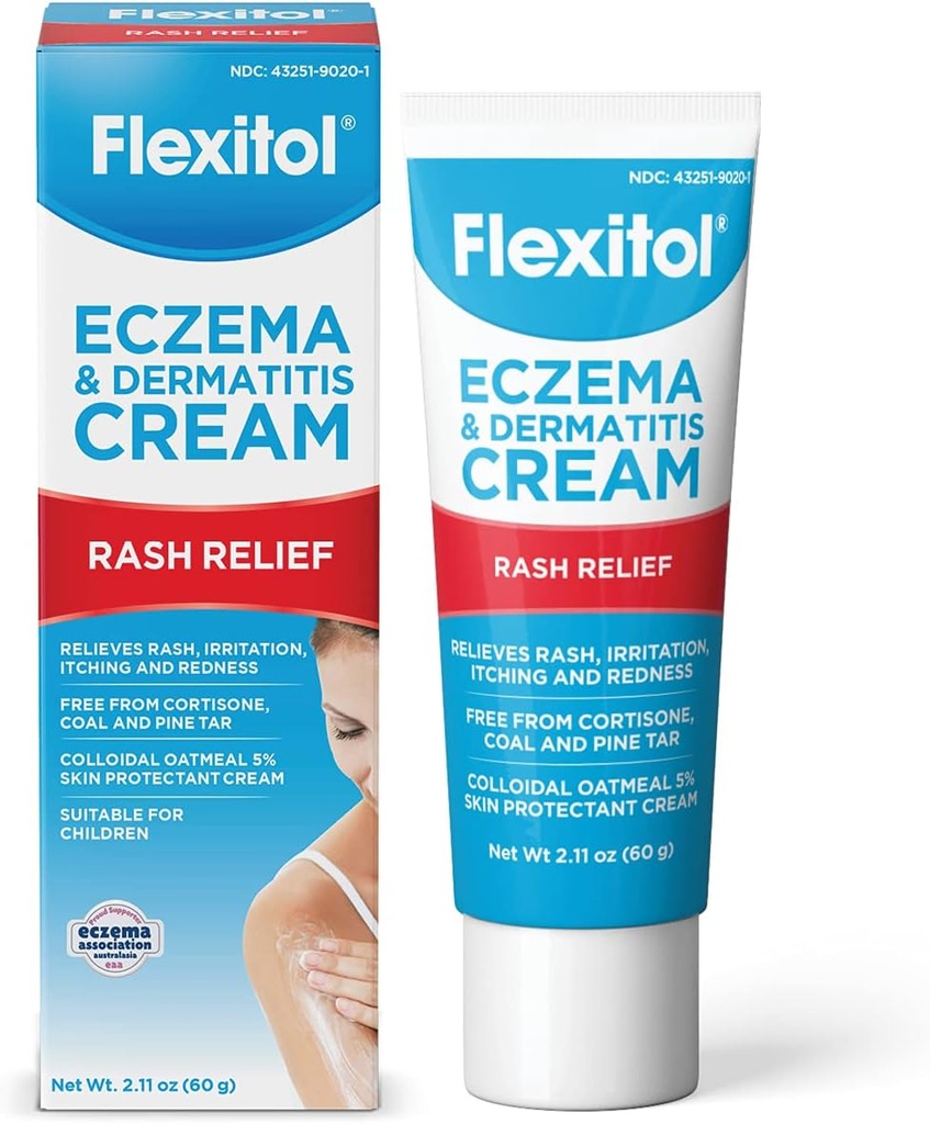 Flexitol Eczema & Dermatitis 크림 – 5% Colloidal Oatmeal를 가진 과민한 피부를 위한 스테로이드 & 향수 무료
