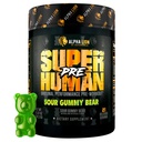 ALPHA LION Superhuman Pre Workout Powder, Beta Alanine, L-Taurine & Tri-Source Caffeine for Sustained Energy & Focus, Nitric Oxide & Citrulline for Pump (21 서빙, Sour Gummy Bear 맛)