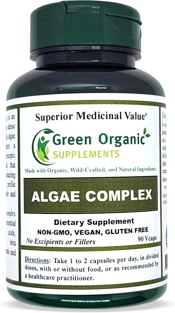 조류, Fucoidan, 블루 그린 조류, Kelp, Bladderwrack, Chlorella, Spirulina, 아일랜드 모스, Dulse, 90 VCaps, 높은 흡수성, 비 GMO, 글루텐 프리 (싱글)