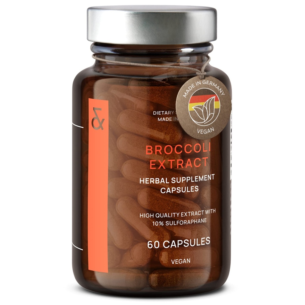 CLAV Broccoli Sprout 추출물 캡슐 - 100mg Sulforaphane와 프리미엄 Sulforaphane 보충 - 산화 방지제 - 60 브로콜리 알약 - 독일에서 만든