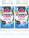 Charcocaps Bloating & Flatulence를 위한 빠른 임시 가스 기복, 약 자유로운 해독은 Charcoal 공식, 100개의 캡슐, 30 일 공급, 2의 분홍색 팩을 활성화했습니다