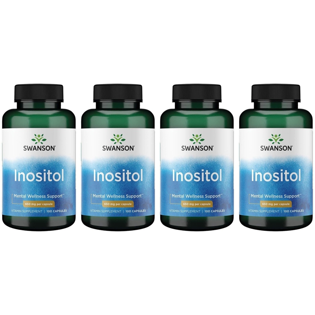 Swanson Inositol 650 밀리그램 100 캡슐 (4 팩)