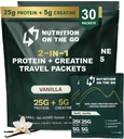 크레아틴을 가진 Go Whey Protein Isolate Packets에 영양 - 25g Protein + 5g Creatine - 단일 공급 여행 단백질 분말 - Vanilla (30 팩)