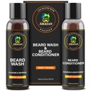 XIKEZAN Beard Wash & Beard 컨디셔너 Natural Softener Set w/Argan & Jojoba Oils Smooth & Strengthens Christmas Stocking Stuffers 아버지의 날 선물 남자 아빠 Boyfriend 남편