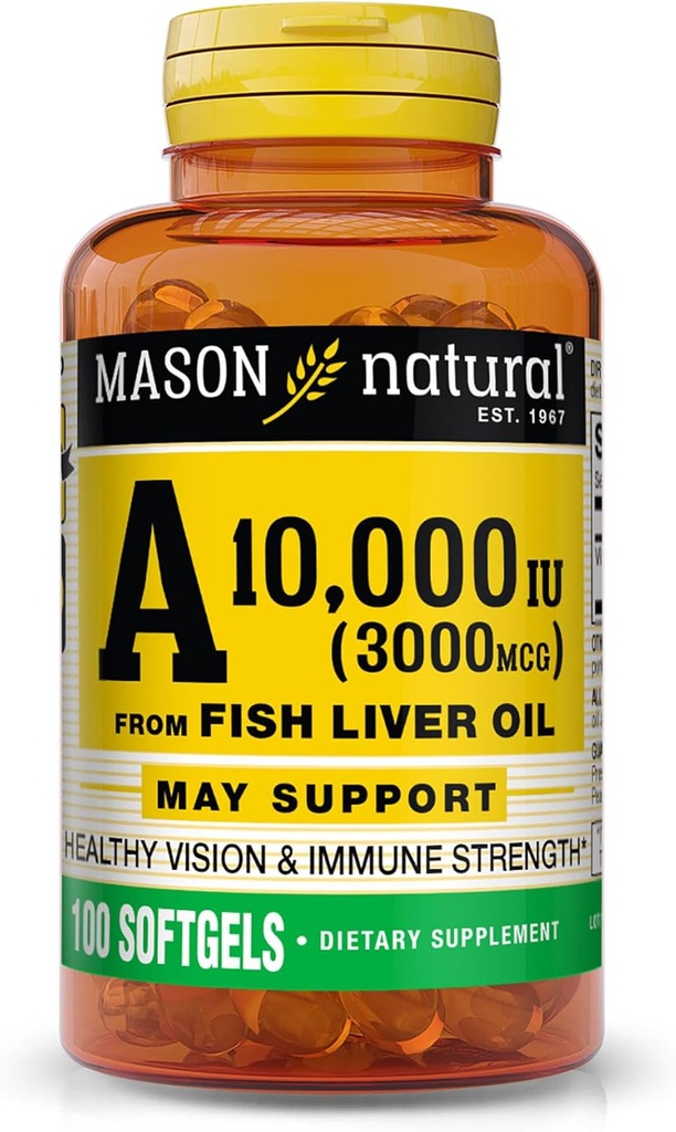 SON NATURAL 비타민 A 3,000 mcg (10,000 IU) 생선 생강에서, 지원 시각 & 면역력, 100 Softgels