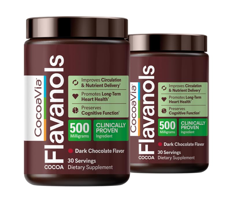 CocoaVia Cardio 건강 코코아 분말, 60의 서빙, 500mg 코코아 Flavanols의 지원 심장 건강, 부스트 니트로 산화물, 개량 순환, 에너지, 운동, 채식주의자, 어두운 초콜렛 Cacao