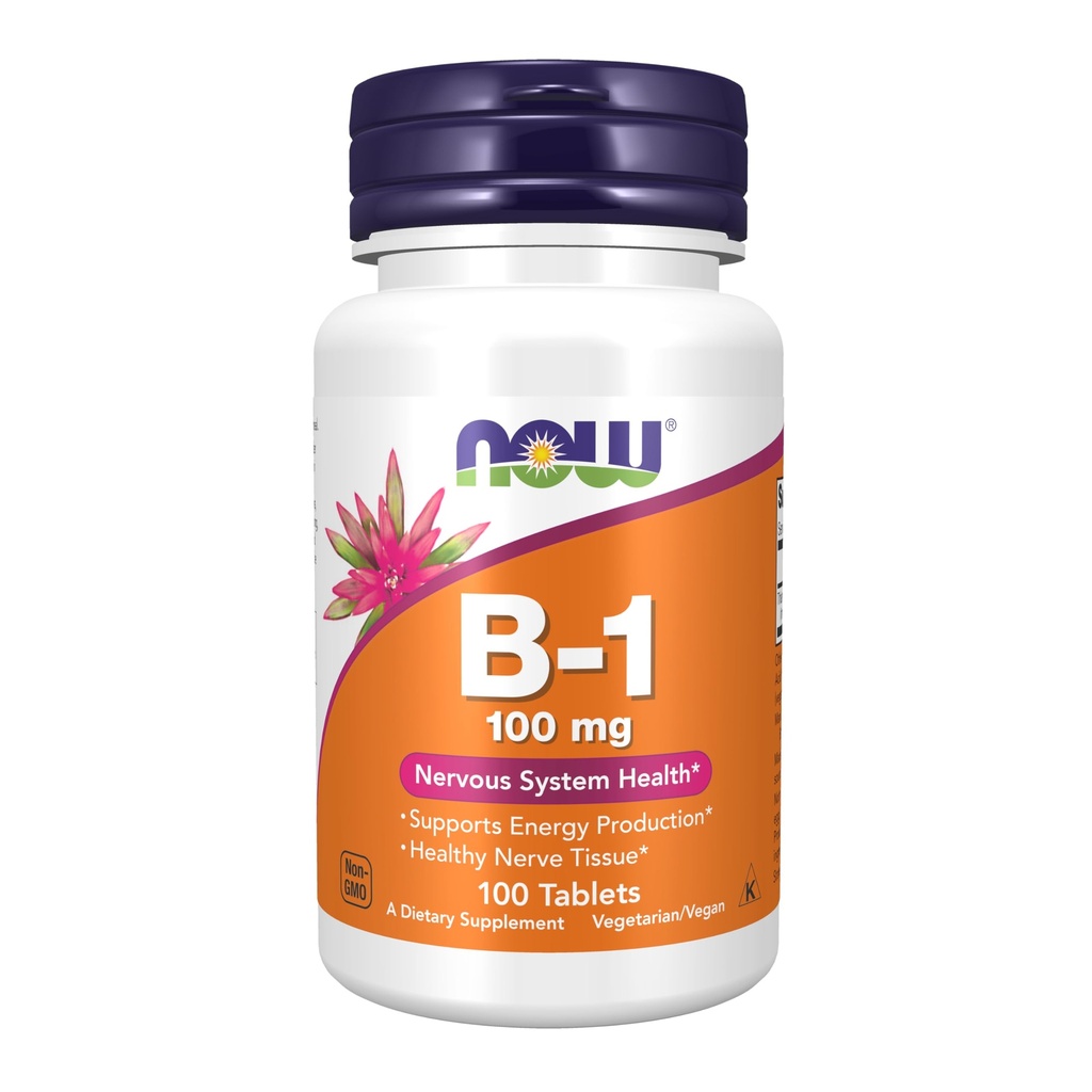 지금 식품 보충제, 비타민 B-1 100 mg, 에너지 생산 *, 신경 시스템 건강 *, 100 정제