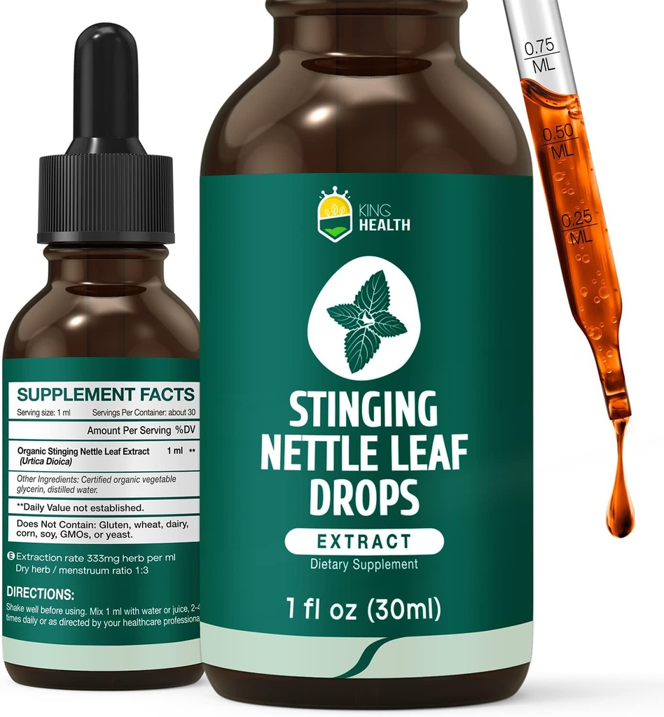 스팅 Nettle Tincture, 유기 Nettle 잎 추출물 액체, 98 % 흡수, Vegan, Non-GMO, 글루텐 무료, 알코올 무료 - 1 Fl Oz