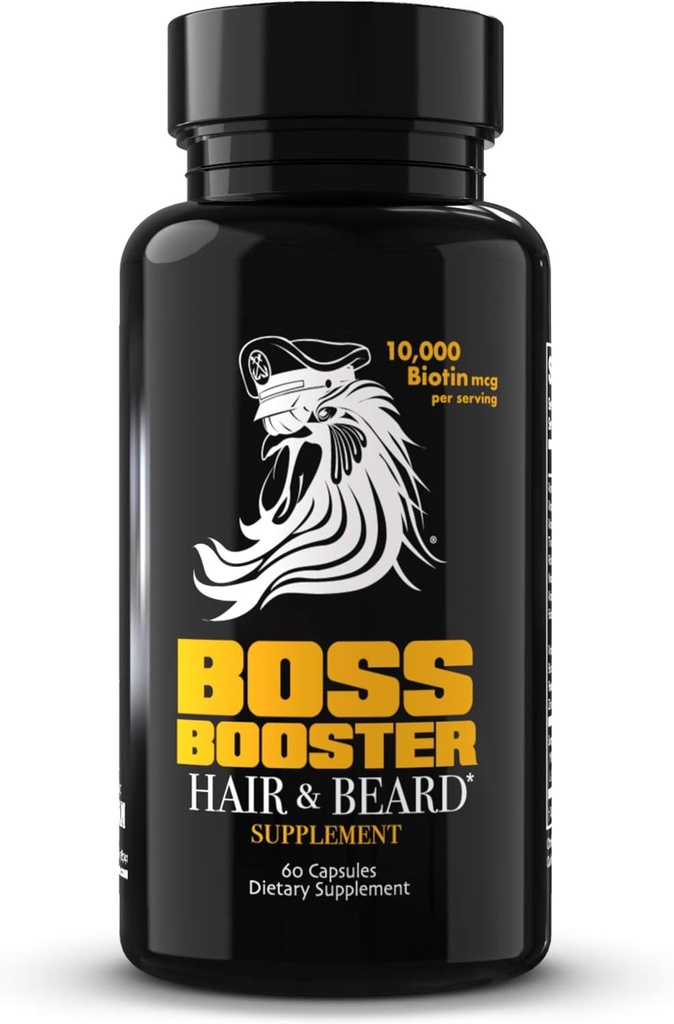 Bossman Boss 부스터 보충 – 60 캡슐 – MSM 및 10,000 MCG Biotin 남성을위한 성장 비타민 – 30 일 공급